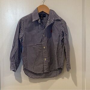 Ralph Lauren Navy and White Gingham Button-Down Shirt